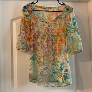 Esprit Watercolor Print Blouse Size 2